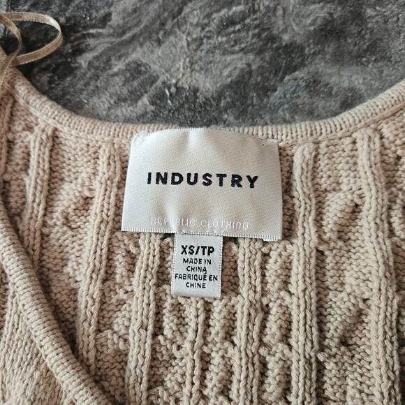 Industry Republic Clothing Beige Neutral Basic Knit Cotton Button Up Vest Top XS - Picture 3 of 5